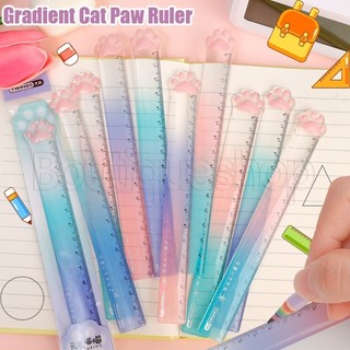 [Nổi bật] Thước kẻ chân mèo Gradient - Dụng cụ đo chiều dài - Vẽ thẳng phụ trợ - Dễ thương, Di động, Sáng tạo, Nhựa - Đồ dùng văn phòng trường học - Văn phòng phẩm dành cho học sinh