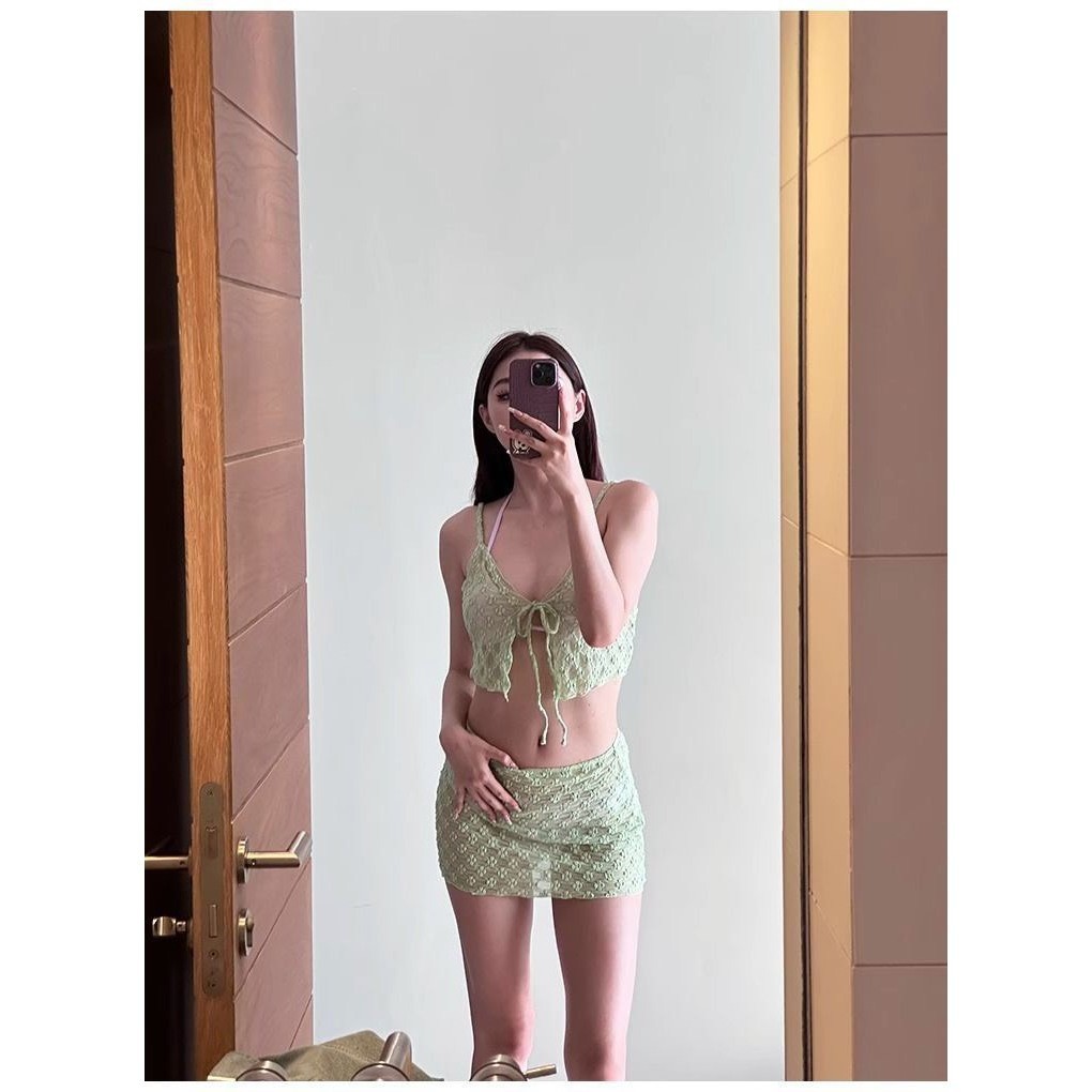 Set bộ đồ bơi bikini áo tắm 4 chi tiết có đệm ngực thiết kế phối ren ôm body gợi cảm hottrend HMH BKN07 | BigBuy360 - bigbuy360.vn