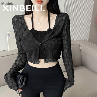GJCUTE Áo Khoác Ren Mỏng Chống Nắng MFC Y2k Màu Trơn Thanh Lịch Quyến Rũ Cho Nữ