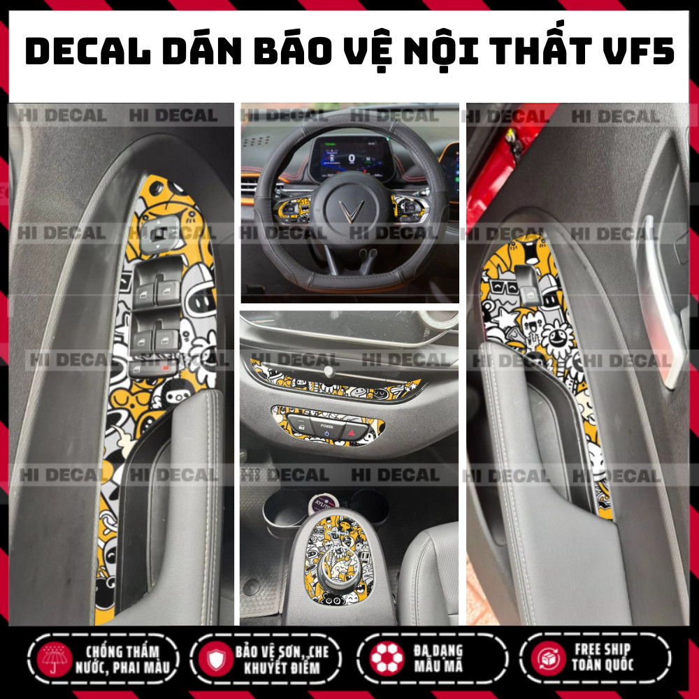 Vinfast VF5 Tem dán nội thất VF5 bảo vệ xe, Decal dán xe trang trí xe bền màu, chống nước