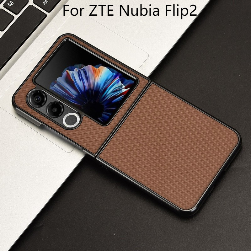 Dành Cho ZTE Nubia Flip2 Nubia Flip 2 Ốp Lưng Sang Trọng Sợi Carbon Họa Tiết PC Cứng Lật Điện Thoại 