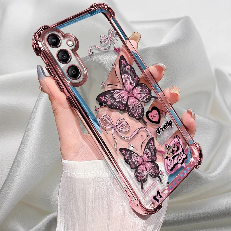 Dành Cho Samsung A56 5G Ốp Lưng Mạ Màu Hồng Silicon TPU Chống Rơi Ốp lưng Hoạt Hình Chống Sốc Samsun