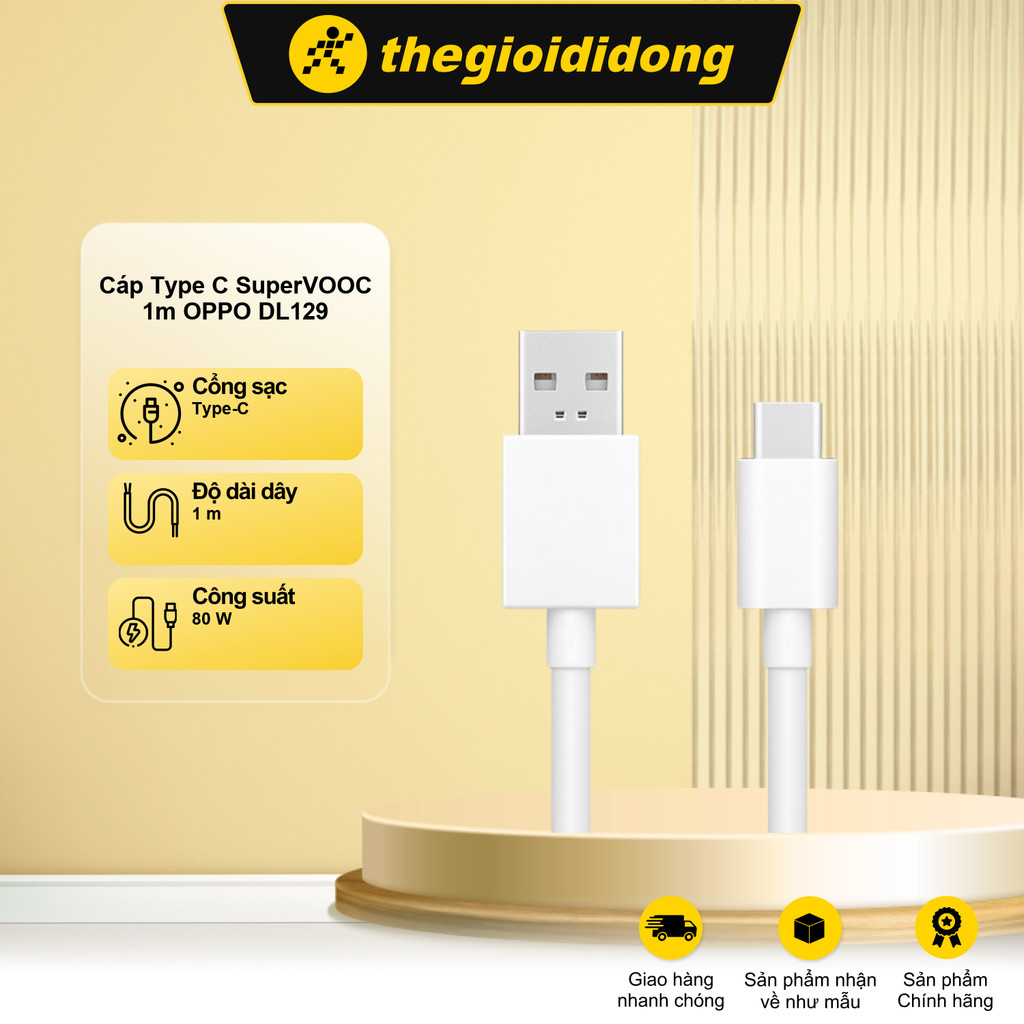 Cáp Type C SuperVOOC 1m OPPO DL129