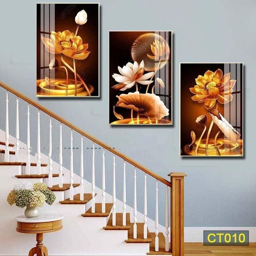MA10 Bộ 3 Tranh Tráng Gương In UV Hiện Đại Trang Trí Cầu Thang, Cửa Hàng, Spa