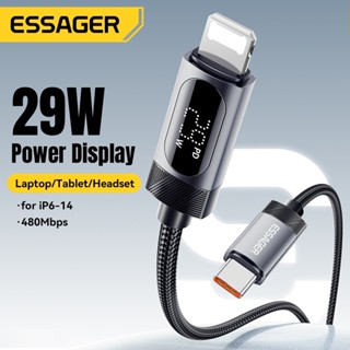 Essager USB-C sang L 29W Cáp dữ liệu sạc nhanh Hiển thị kỹ thuật số Nguồn điện cho IP 13 14