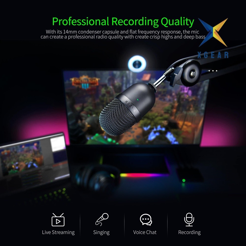 Micro Razer Seiren V3 Mini | Ultra-Compact USB Microphone | Supercardioid | Tap-To-Mute | Giảm Xóc Tích Hợp - XGear | BigBuy360 - bigbuy360.vn