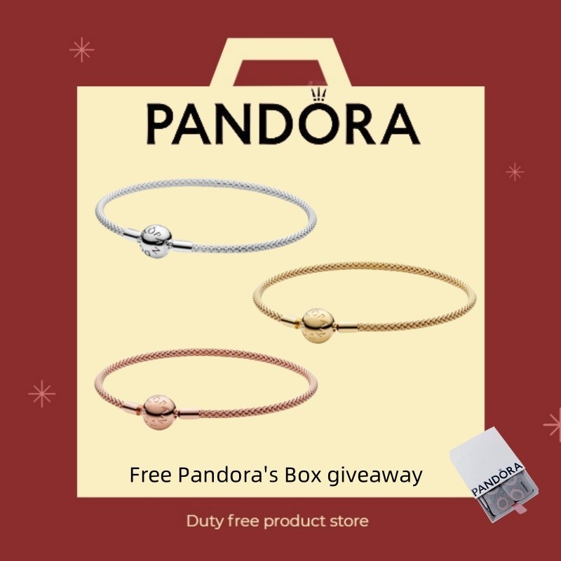 Pandora 100% 925 Trang Sức Bạc Bộ Cặp Đôi Tinh Tế Pandora Moments Vòng Tay Lưới 596543