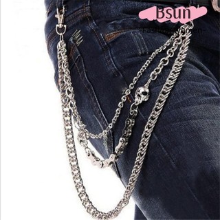 Bsuns 3 lớp punk đầu lâu móc khóa quần jean thời trang gothic ví dây xích