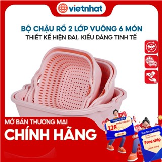  Bộ rổ 6 món kèm chậu tiện dụng Nhựa Việt Nhật B3288 89 90 Nhựa Việt Nhật Premium 
