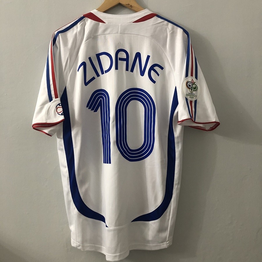 Áo bóng đá trắng Pháp 2006 Áo sơ mi bóng đá cổ điển ZIDANE dành cho người lớn