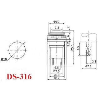 Nút Nhấn Nhả - Nút Đề - Nút Reset 10mm DS-316