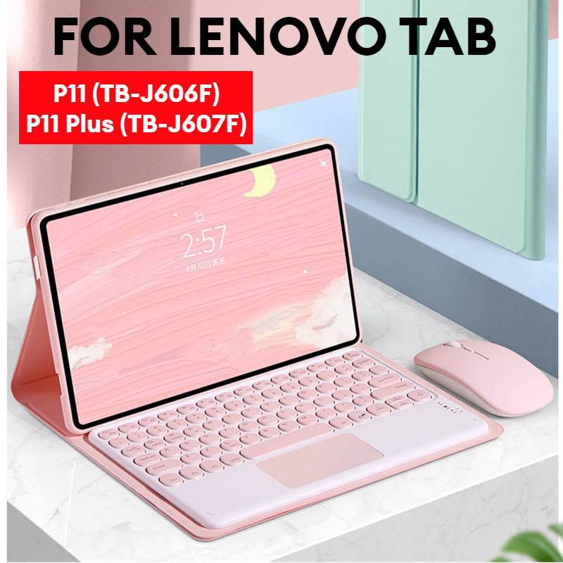 Bàn phím không dây Bluetooth có vỏ da lật cho Lenovo P11 Plus (TB-J607F) / Tab P11 (TB-J606F) 11 inc