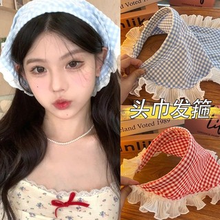 Băng đô kẻ sọc đỏ và xanh thời trang Hàn Quốc 2024 Băng đô phong cách mới Băng đô phía biển