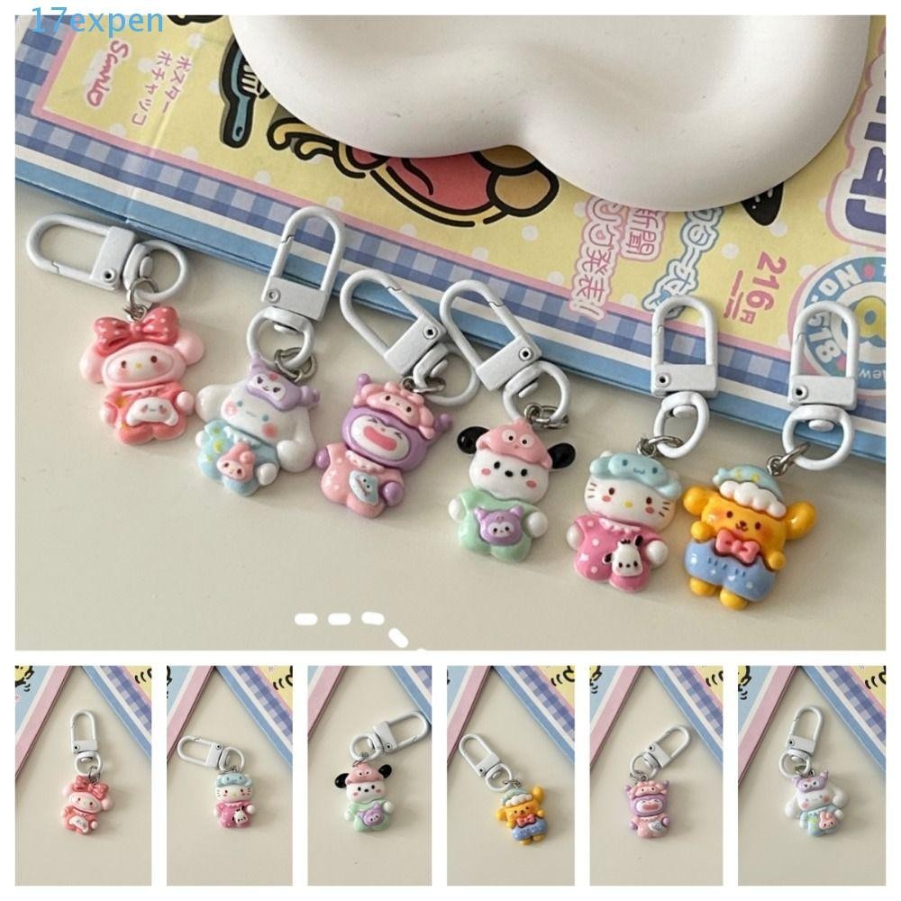 Expen Yawning Kuromi Móc khóa, Pompom Purin Pachacco Nighty Cinnamoroll Mặt dây chuyền, Bộ đồ ngủ Mini Kawaii KT Cat Pyjama Party My Melody Keyring Cặp đôi