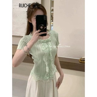 RUICHE áo phông áo thun nữ croptop baby tee Phong cách thời trang Dễ thương Minimalist WMY2440ZPG 17Z240425