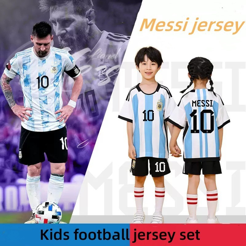 Áo bóng đá Messi / Neymar / Mbappe / Ronaldo Jersey Trẻ em 2022 Đồng phục đội bóng đá trẻ em Áo thun