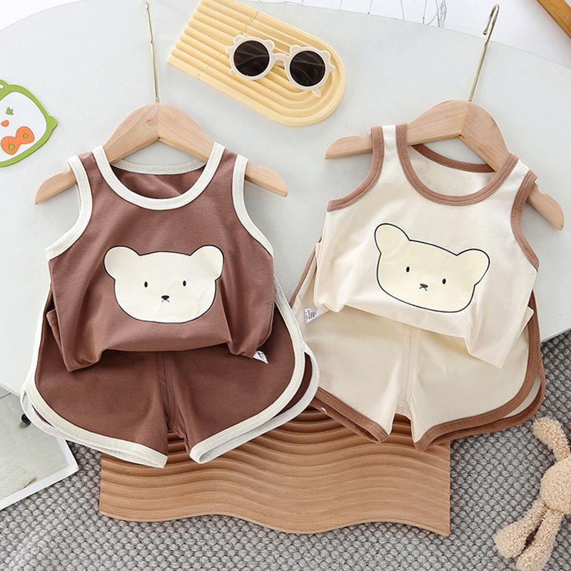 Bộ Áo Vest Trẻ Em Mùa Hè Mỏng Cotton Trẻ Em Quần Short Không Tay Bé Trai Bé Gái Thể Thao Bộ Hai Mảnh Quần Áo Mùa Hè Cho Bé