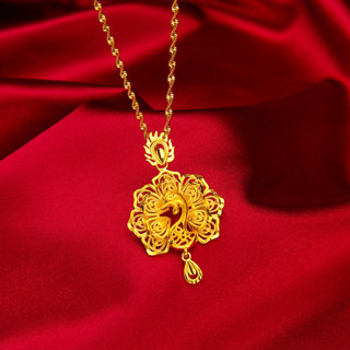 Đồng Mạ Điện Giả Vòng Cổ Vàng 24K Trang Sức Phong Cách Mới Con Công Mở Màn Hình Mặt Dây Chuyền Xương Đòn Dây Chuyền Nữ Thời Trang Phù Hợp Với Độc Đáo