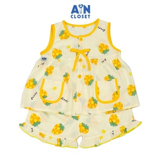 Bộ quần áo Ngắn bé gái họa tiết Dâu Vàng Lanh lụa. - AICDBGKL8HD5 - AIN Closet