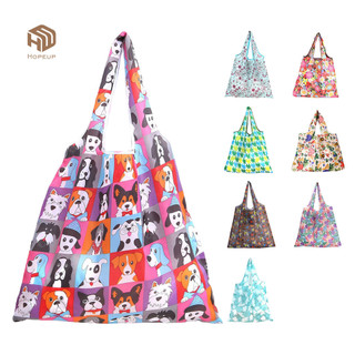 HOPEUP Túi Tote Thân Thiện Với Môi Trường Dung Tích Lớn Di Động In Hình Vuông Lưu Trữ Polyester Thiết Kế Có Thể Gập Lại Túi Đi Biển Sử Dụng Kỳ Nghỉ