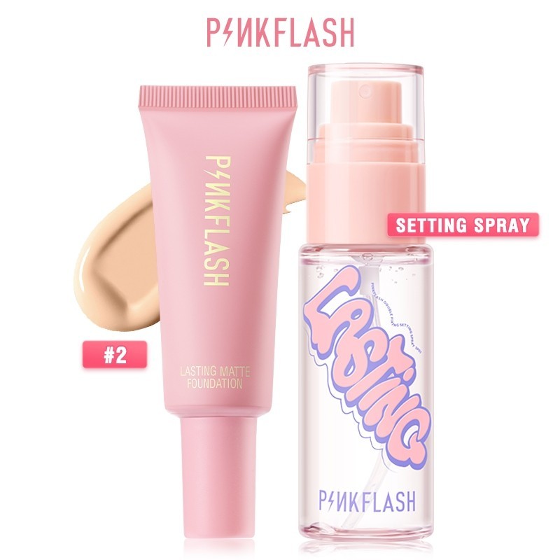 Pinkflash 2 CÁI Kem nền + Thiết lập Bộ trang điểm mặt xịt