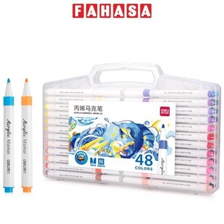 Hộp 48 bút lông màu acrylic markers - deli hm108-48