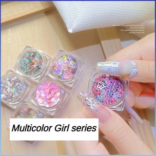 ⚡⚡COD 6 Màu Nail Art Sequins Ngôi sao năm cánh Sweet Crit Pink Love Mixed Color Petals Bow Patch Long Lasting Shine Dopamine Hollow DIY Nail Patch Trang trí