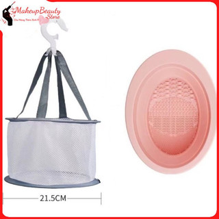 Chậu rửa silicon rửa cọ mút trang điểm, giỏ lưới phơi mút cọ MS 501