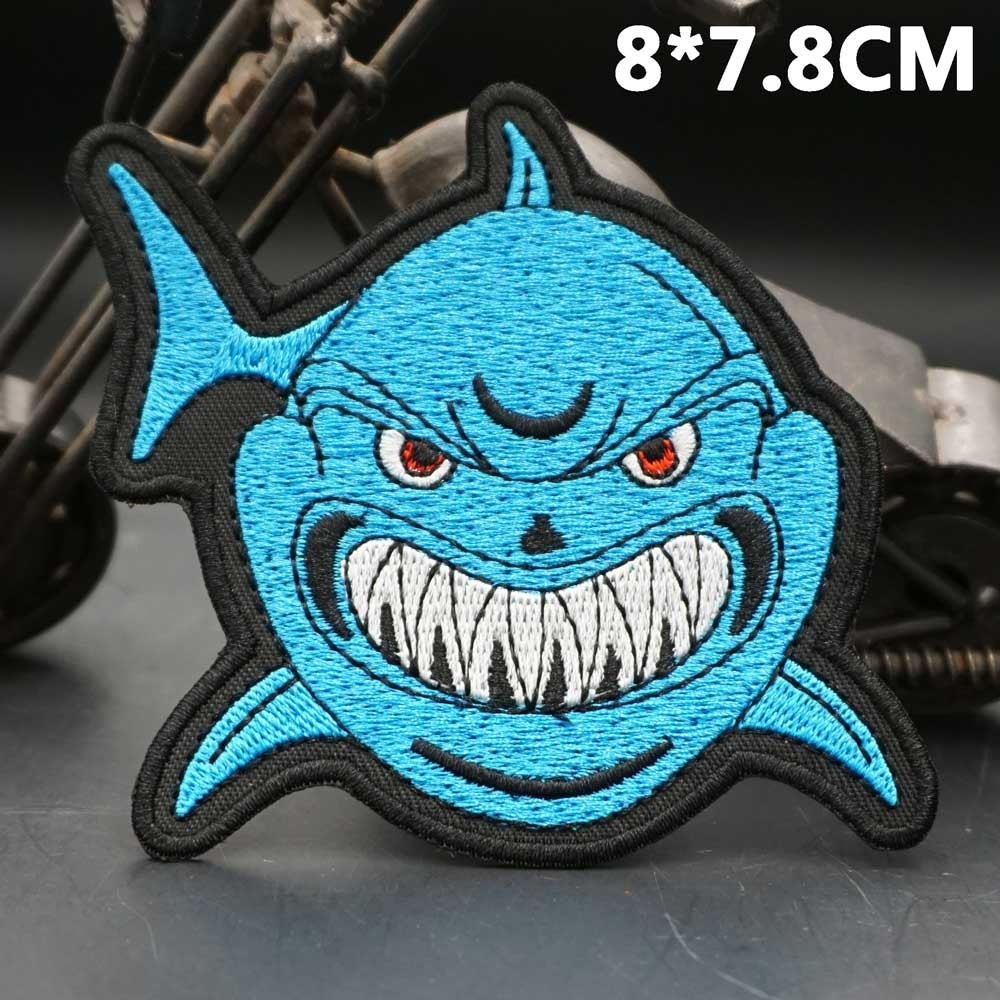 [Tùy chỉnh] Huy hiệu cá mập giận dữ thêu AQ AA 3D Velcro Patch / Huy hiệu / băng đô / Trang trí biểu
