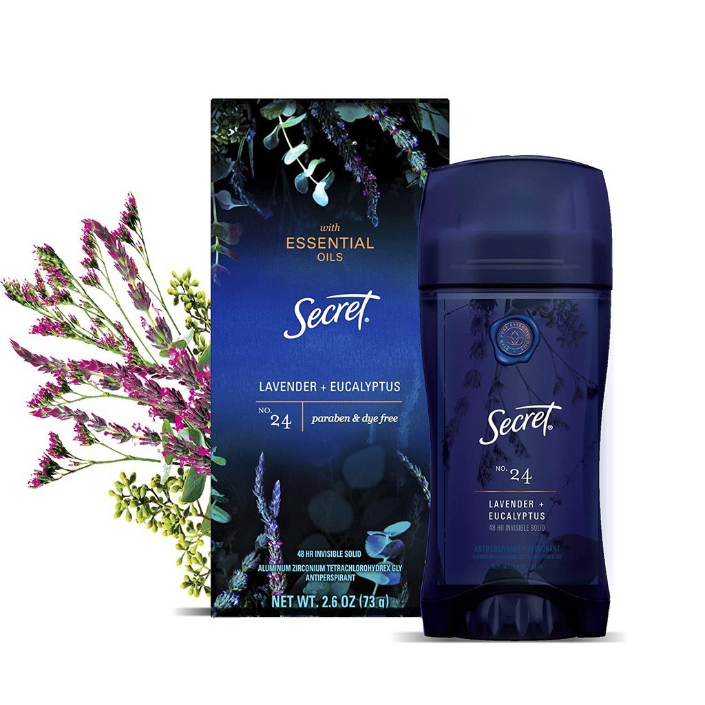 Lăn sáp khử mùi nữ Secret Antiperspirant Deodorant for Women With Pure Essential Oils Lavender & Euc