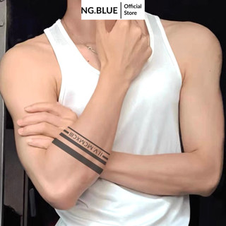 Hình xăm dán 15 ngày tạm thời bắp tay cổ tay bắp chân nam nữ chữ nhật cổ 11x19cm  tatoo giả dán tay kẻ xọc đường thẳng
