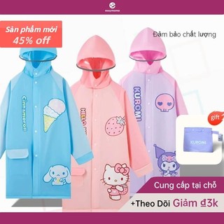 Áo mưa trẻ em Áo mưa Kuromi Áo mưa Kitty Áo mưa chó Yugui Giai điệu Áo mưa có túi đi học Vị trí Áo mưa Vành lớn Áo mưa trẻ em easymama