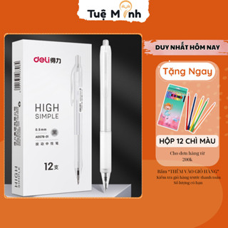 Bút gel Deli trong suốt nét 0.5/0.38mm B53 B54 VPPTM, ruột bút bi gel Deli refill thay mực Xanh/ Đen