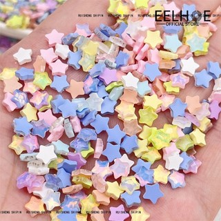 EELHOE 50 Chiếc Macaron Resin Star Nail Art Phụ kiện Mini Aurora Mocha Star Nail Drill Phụ kiện Ice-clear Pentagram Hỗn hợp màu DIY Trang trí móng tay