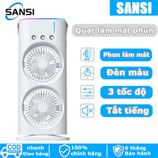 Quạt tản nhiệt dạng phun cao cấp, đèn LED màu, không khí, 3 nút phun, 2 cánh xoay, quạt bàn đa năng