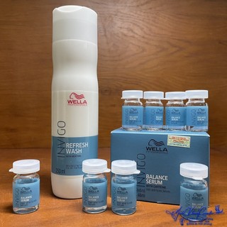 Combo gội và huyết thanh chống rụng tóc Wella INVIGO Balance Refresh Wash 250ml + Serum Hair and Scalp Serum 8x6ml - MK
