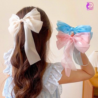 Kẹp tóc đính nơ cho nữ, Nơ kẹp tóc lụa nơ tua dài phong cách Hàn Quốc