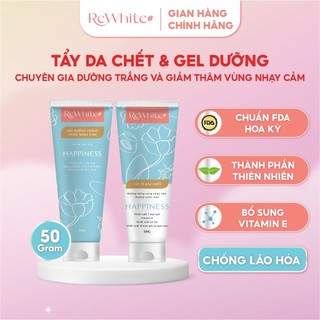Combo Rewhitez Tẩy Tế Bào Chết Và Gel Dưỡng Trắng Giảm Thâm Vùng Kín, Nách, Mông, Hương Nước Hoa Happiness 50g/Tuýp