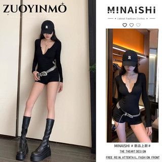 Zuoyinmo bodysuit áo hở lưng áo liền quần chic rực rỡ nhí nhảnh thanh lịch wcs2451brn 23z240607