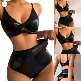 ⭐ready stock ⭐erotic suit medium elasticity sexy elastic waist faux leather hot girls