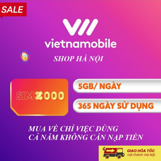 [Miễn phí 12 tháng] Sim vietnamobile data 4G vào mạng 1 năm không cần nạp tiền 5GB/Ngày 150 GB/tháng  giá rẻ