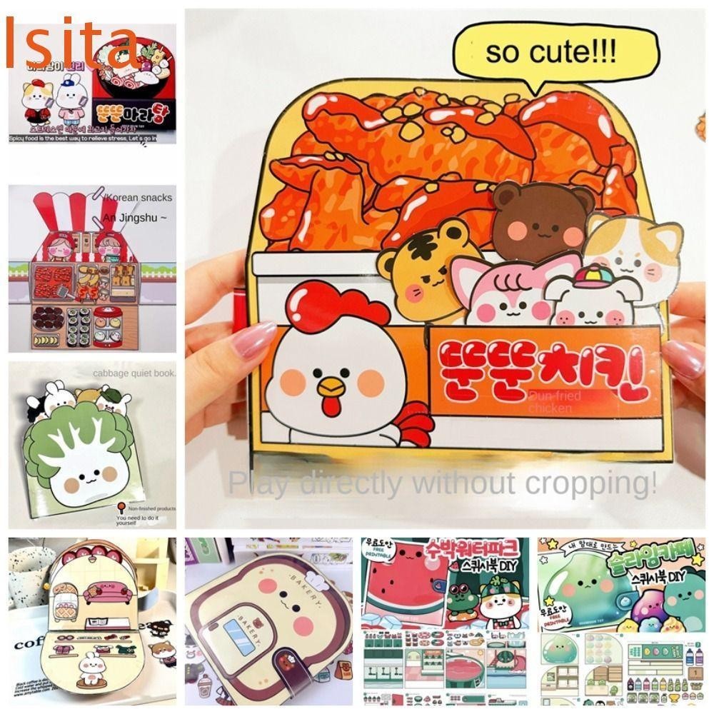 Isitaftb Đồ Chơi Tự Làm Thủ Công Hình Dán Sách Hoạt Động Yên Tĩnh Nước Dưa Hấu Khoai Tây Chiên Cuốn Sách Quà Tặng Cho Bé Gái