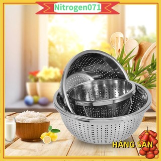 3 cái/bộ thau rổ inox rửa rau củ quả lọc gạo - nitrogen071