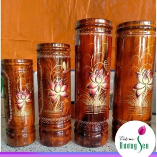 Bộ thờ cúng lư hương bát nhang bình hoa bình ống đựng nhang gỗ