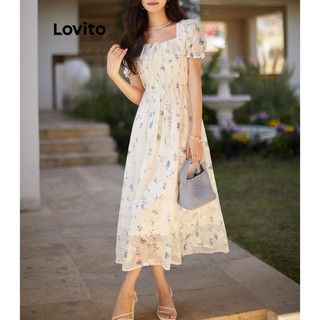 Đầm Lovito hoa nhí cột dây thanh lịch cho nữ LNE55083