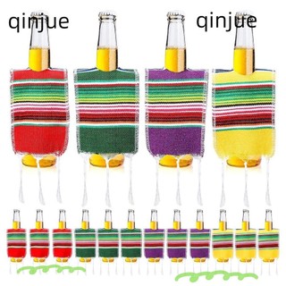 Qinjue Mũ Sombrero Nhỏ, Chủ Đề Mexico Fiesta Chai Trang Trí Serapes, Nhiều Màu Sắc Trang Trí Tiệc Bia Poncho Cover