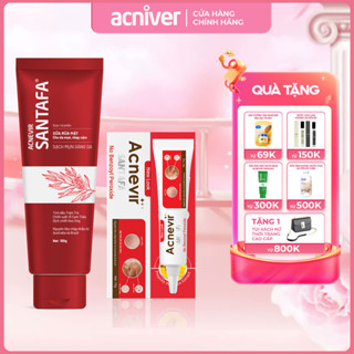 Combo Sữa Rửa Mặt Và Gel Mụn Ngừa Mụn Ẩn, Mụn Cám, Mụn Đầu Đen Acnevir Santafa