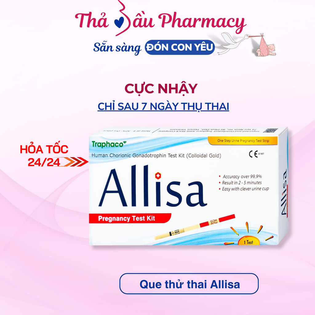 Que thử thai Allisa Traphaco, xuất Châu Âu, Alisa giúp chính xác mọi thời điểm trong ngày (Hộp 1 Que