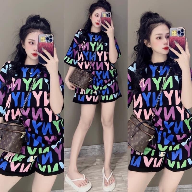 BỘ ĐỒ THUN NỮ CO DÃN COTTON IN CHỮ NY SIÊU CHẤT THỜI TRANG HLM FASHION