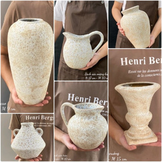 Bình Gốm Cổ trang men Atlantis Gốm Bát Tràng decor hoa cỏ lau, cành Thạch Nam, hoa ly, hoa loa kèn